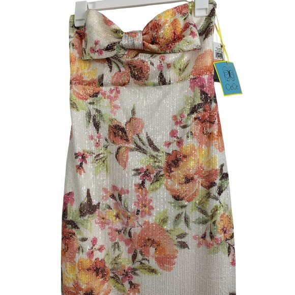 CeCe Floral Bow Sequin Strapless Dress Size 2 NWT RCC10706 $249 Special Occasion - Picture 9 of 9